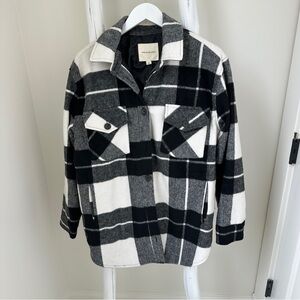 Thread & Supply Monochrome Plaid Shacket Black and White Size Large